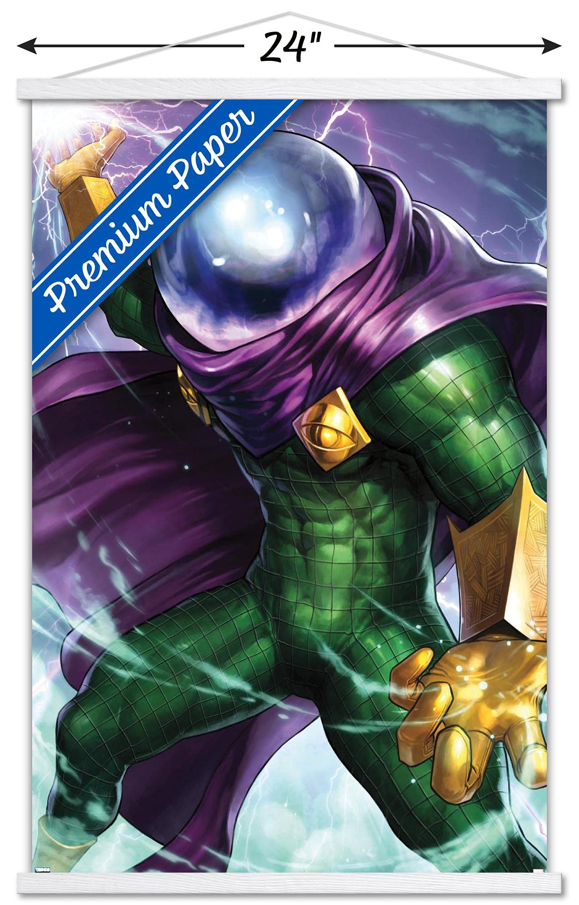 Marvel Comics Mysterio Miles Morales Spider-Man #6 Wall Poster 22.375x34 Inch - Premium Magnetic Frame & White Hanger Bundle for Home Decor, Office, Bedroom, and Gifts
