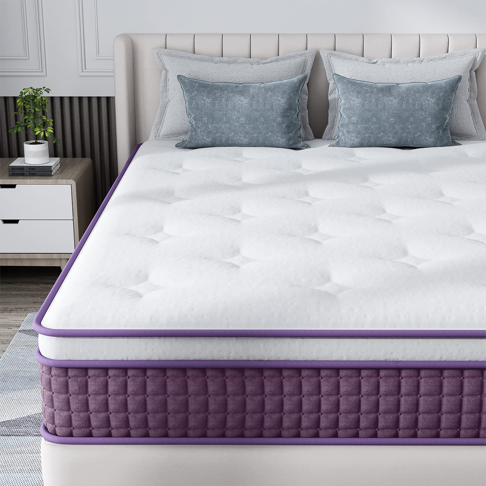 12 Inch Hybrid Full Mattress in a Box - Plush Memory Foam with Pocketed Coils for Pressure Relief & Motion Isolation, Medium Soft Feel - Perfect for Guest Rooms, Dorms & Apartment Bedrooms