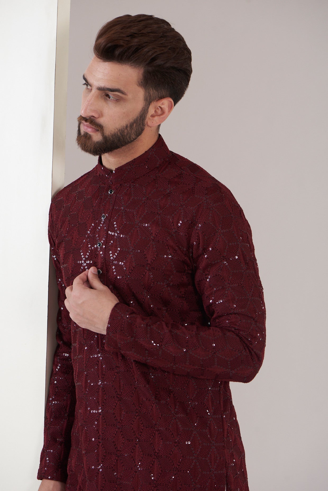 Elegant Maroon Chikankari Kurta for Women – Handcrafted Indian Embroidered Tunic – Perfect for Festivals, Weddings & Casual Wear