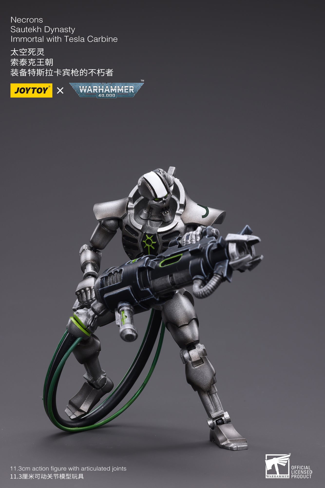 1/18 Scale JOYTOY Warhammer 40K Necrons Sautekh Dynasty Immortal Action Figure with Tesla Carbine - Collectible Miniature for Wargaming, Display & Gift Giving