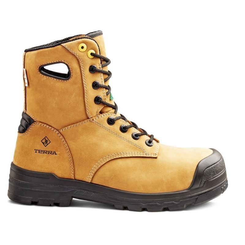Terra Argo Men's & Women's 8-Inch Waterproof Composite Toe Work Safety Boots 2974B - Tan - Slip Resistant, Electrical Hazard Protection for Construction, Warehouse & Outdoor Jobs