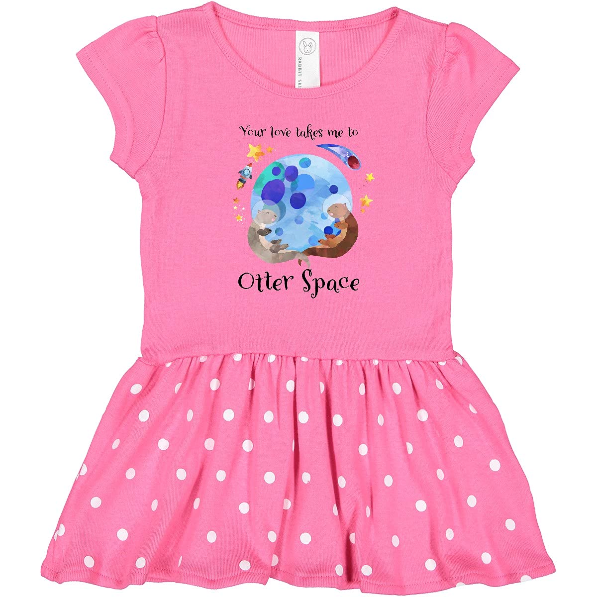 Inktastic Your Love Takes Me to Otter Space Toddler Dress - Cute Baby Girl Outfit for Playdates, Birthday Parties & Family Photos | Adorable Otter Print Cotton Dress