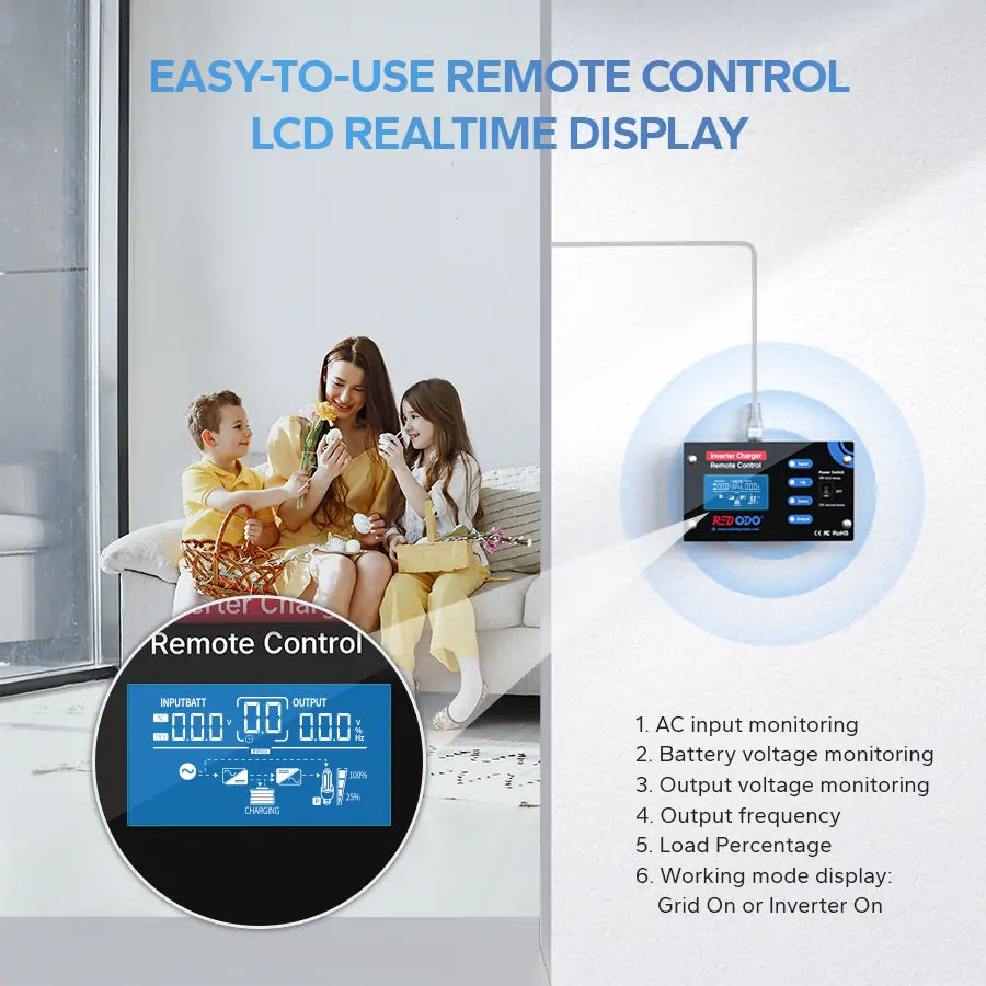 Redodo 3000W Pure Sine Wave Power Inverter with Built-in Charger - Perfect for RVs, Camping, Boats & Off-Grid Power Supply
