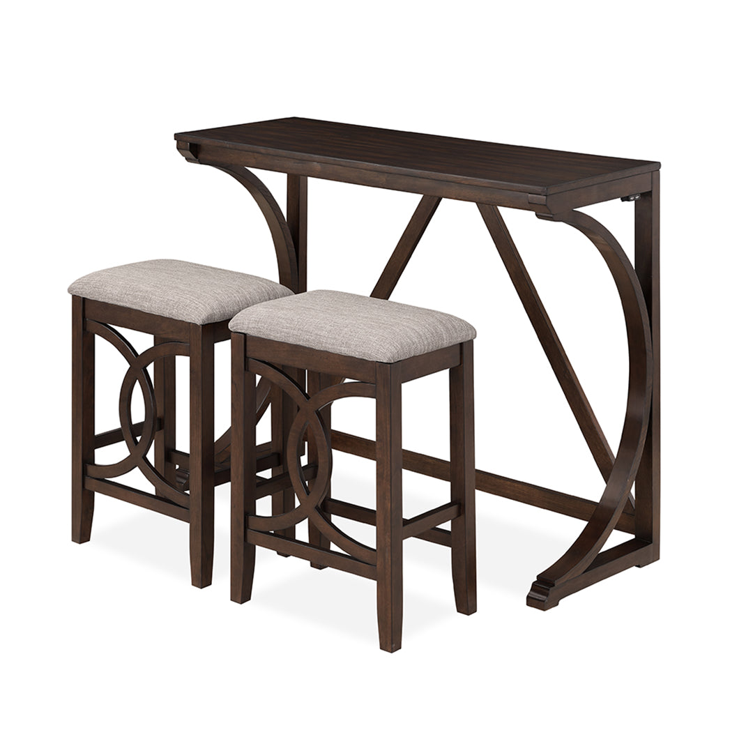 Bella Sofa Table with 2 Stools - Cherry Wood Console Table Set for Living Room, Entryway & Small Spaces - Perfect for Coffee, Books & Decor