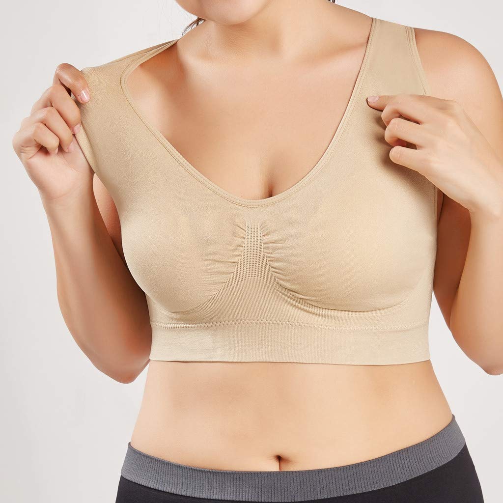 Women's Plus Size Sports Bras - Ultra Thin Full Coverage Yoga Bra for Fitness & Workouts (Beige, XXXXXL) | High Support Activewear for Running, Gym & Daily Wear