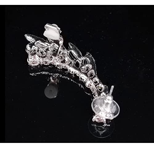 Silver Angel Wings Ear Cuff Earrings - Crystal Crawler Climber Ear Cuffs for Women | Christmas Gifts, Birthday Presents | Perfect for Parties, Weddings & Special Occasions
