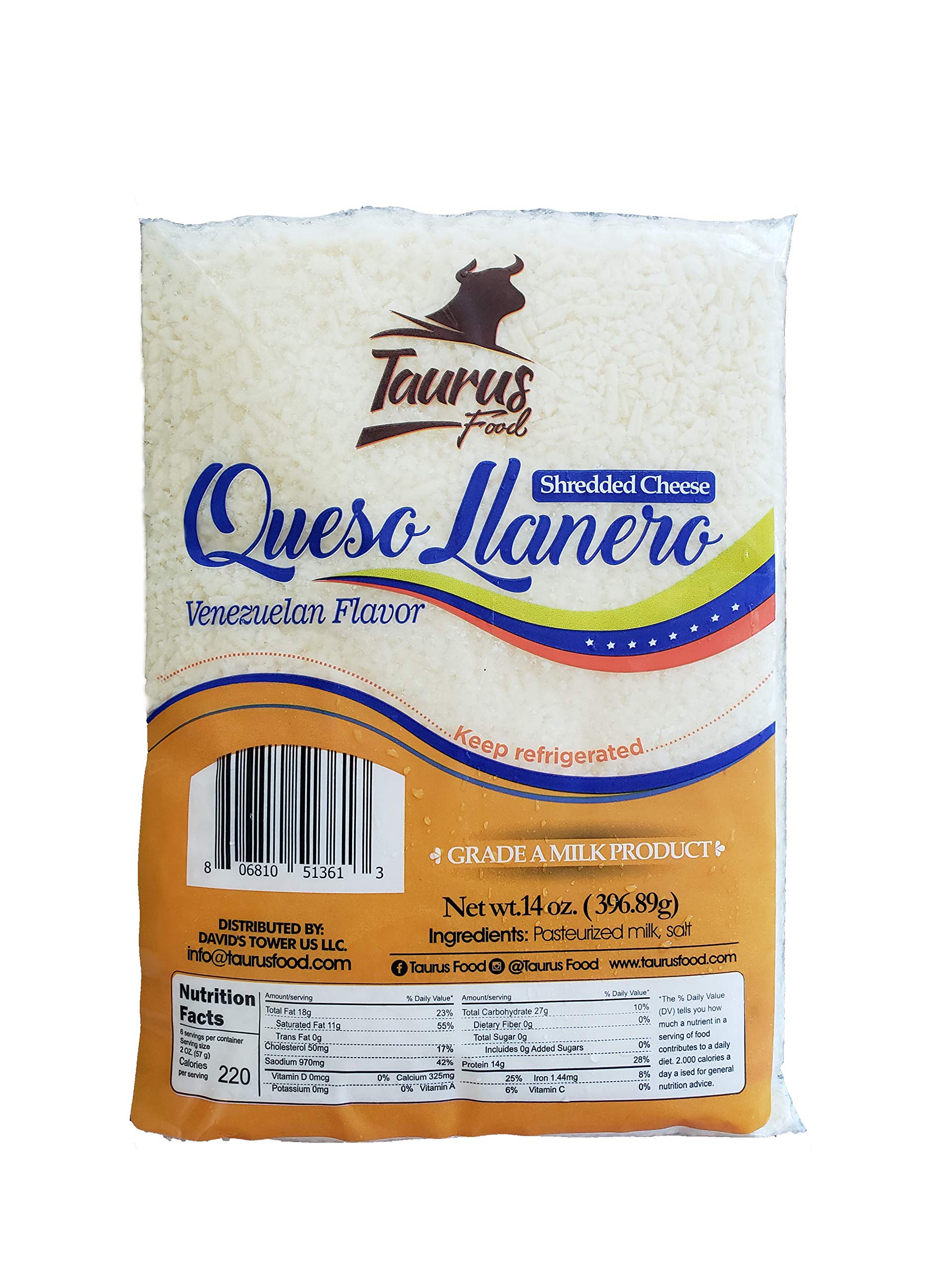 Authentic Venezuelan Queso Llanero Shredded Cheese - Premium Melting Cheese for Arepas, Empanadas & Latin Dishes - Perfect for Cooking, Baking & Snacking