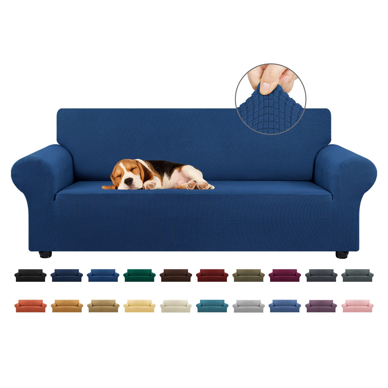 KEKUOU Stretch Sofa Cover Slipcover - Pet Friendly Jacquard Checked Furniture Protector for 3 Cushion Couches (79