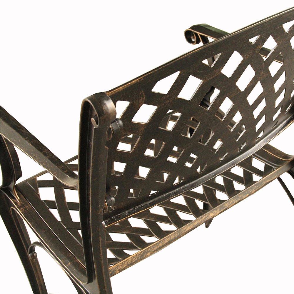 Modern Outdoor Mesh Cast Aluminum Bronze Patio Dining Chair - Oakland Living - Durable & Weather-Resistant for Backyard, Poolside & Garden Relaxation