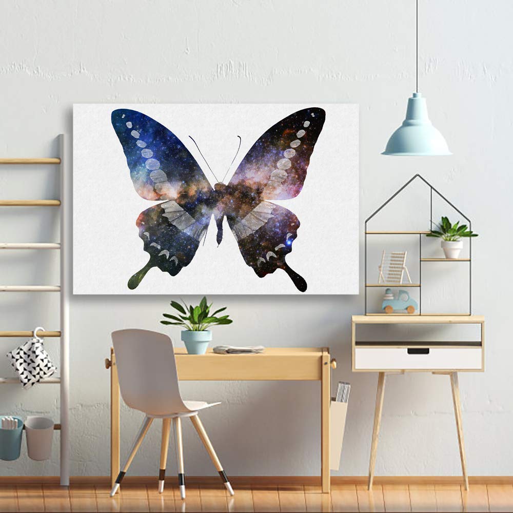 Beautiful Butterfly Giclee Canvas Wall Art - 16x24 Inches Handmade Painting for Bedroom, Living Room, Home & Office Decor