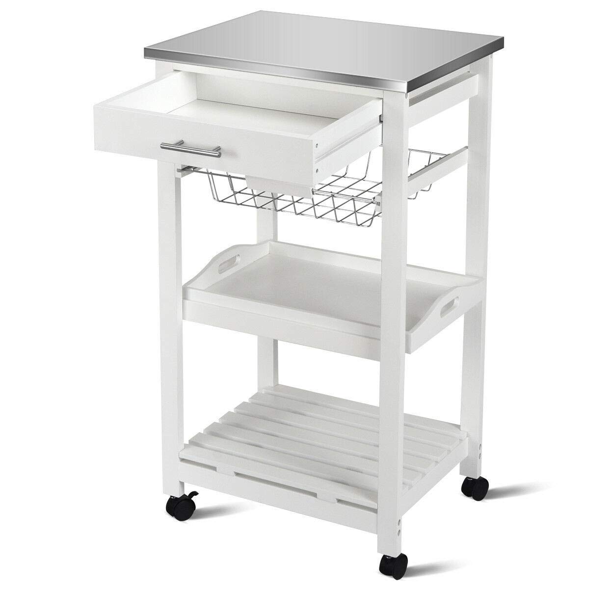 Multi-Use Storage Cart with Shelves & Drawers for Kitchen, Bathroom, Garage - Home Organizer