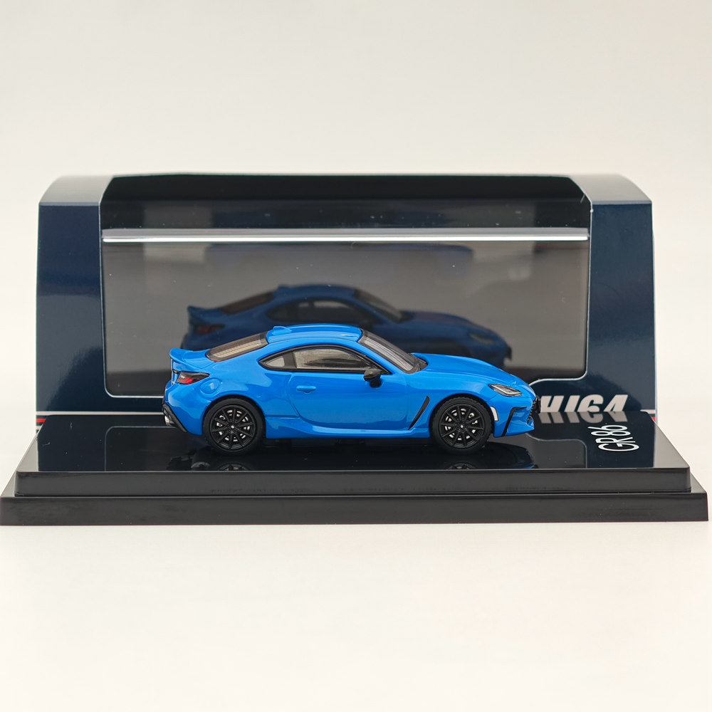 1:64 Toyota GR86 RZ Diecast Model Car - Bright Blue with Genuine Rear Spoiler | Hobby Japan HJ644048BL | Collectible Scale Model for Display, Racing Enthusiasts & Car Lovers