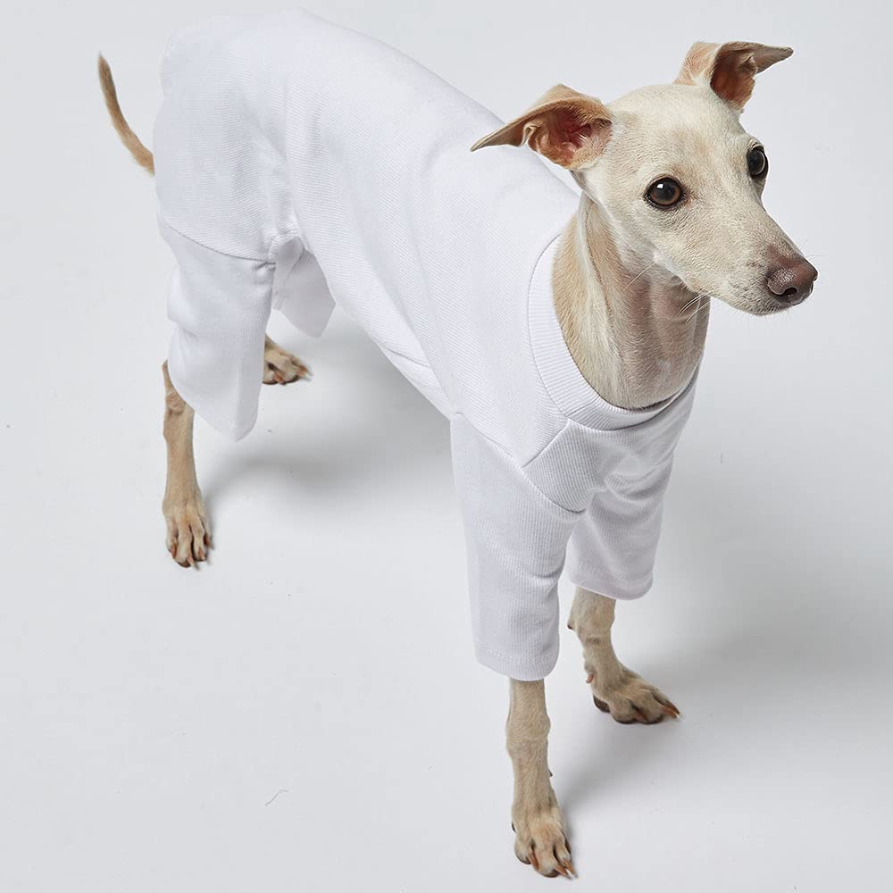 Soft Stretchable Dog Pajamas Onesie for Small Dogs - Cozy Doggie Jammies, Comfortable Dog Shirt & Bodysuit (Large, Basic White) - Perfect for Indoor Lounging, Sleepwear & Cute Pet Outfits