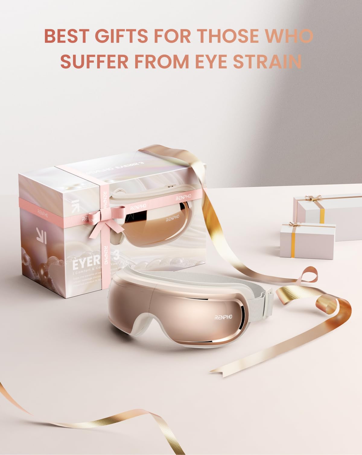 RENPHO Eye Massager with Heat & Cooling - FSA/HSA Eligible, Bluetooth Voice Control, Ice Pack & Rose Eye Mask - Perfect for Migraine Relief, Relaxation & Sleep - Great Mothers Day & Birthday Gift for Women (Home & Office Use)