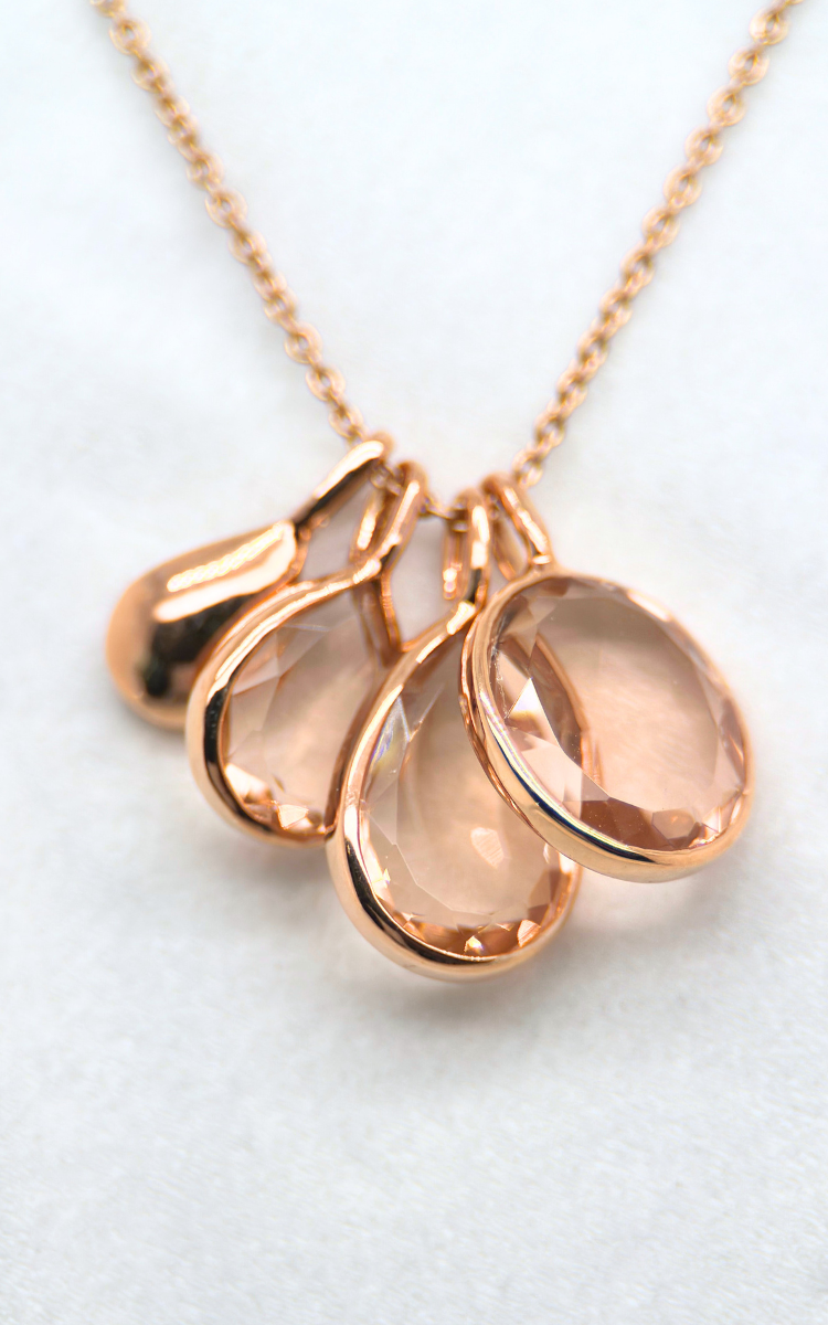 14K Rose Gold and Morganite 4 Pendant Necklace for Women - Elegant Layering Jewelry for Valentine's Day, Anniversary, Wedding, and Special Occasions