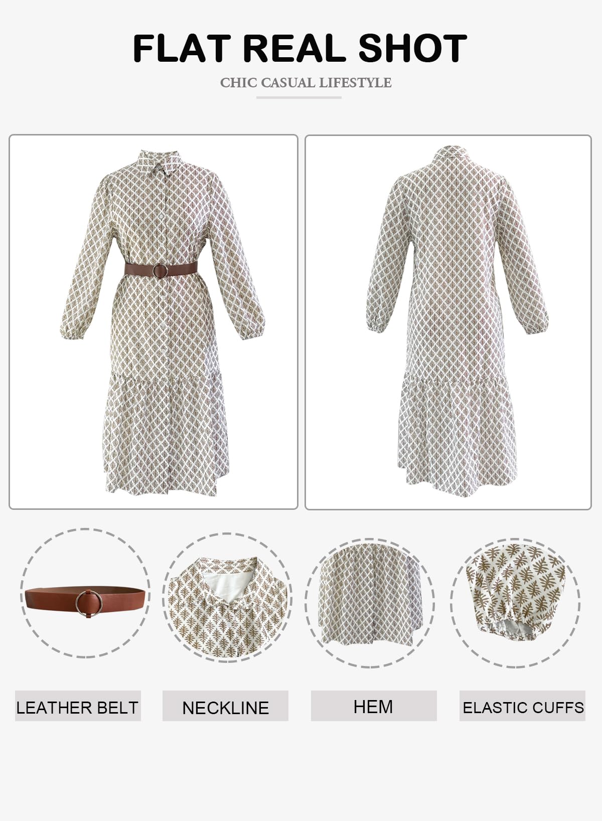 LOLONG Women's Casual Button Down Midi Dress - Long Sleeve Boho Flowy Dress with Puff Sleeves & Ruffle Hem, Floral Print Spring Dress 2025 | Perfect for Office, Date Night & Spring Outfits