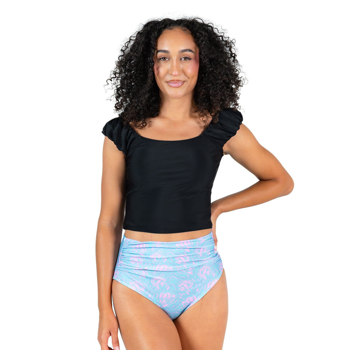 Women's Puffy Sleeve Tankini Top - Flattering Swimwear for Beach & Pool - Perfect for Summer Vacations, Resort Wear and Water Activities