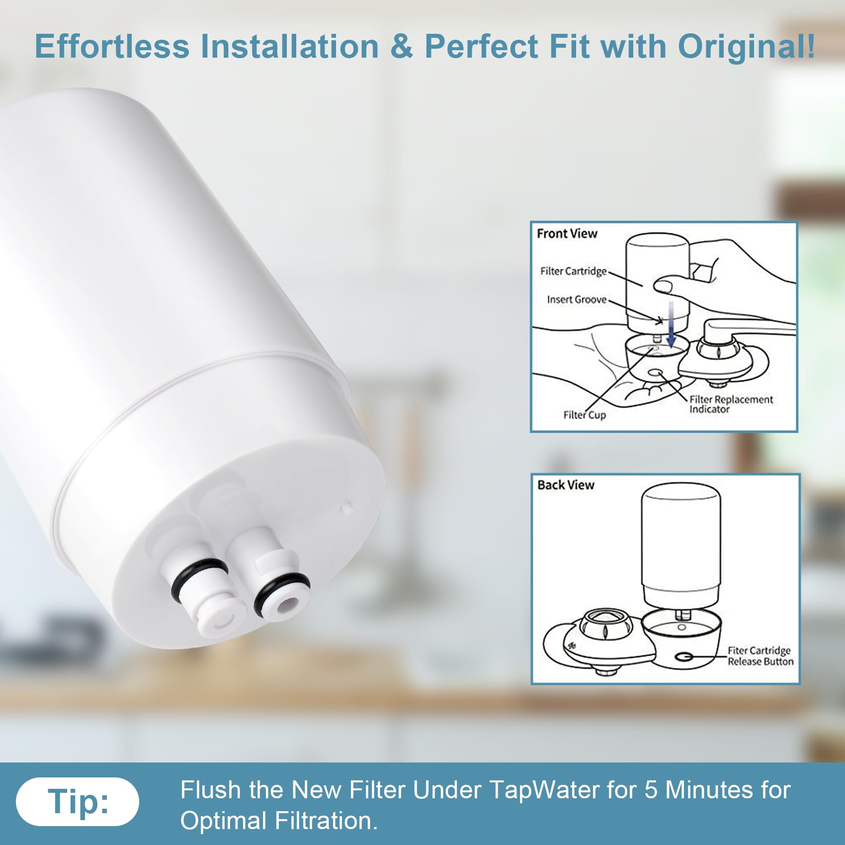 Brita® Faucet Water Filter Replacement - 4 Pack White Sink Filter Attachment Compatible with Brita® Faucet Mount System | Clean Tap Water for Drinking, Cooking & Baby Formula Preparation