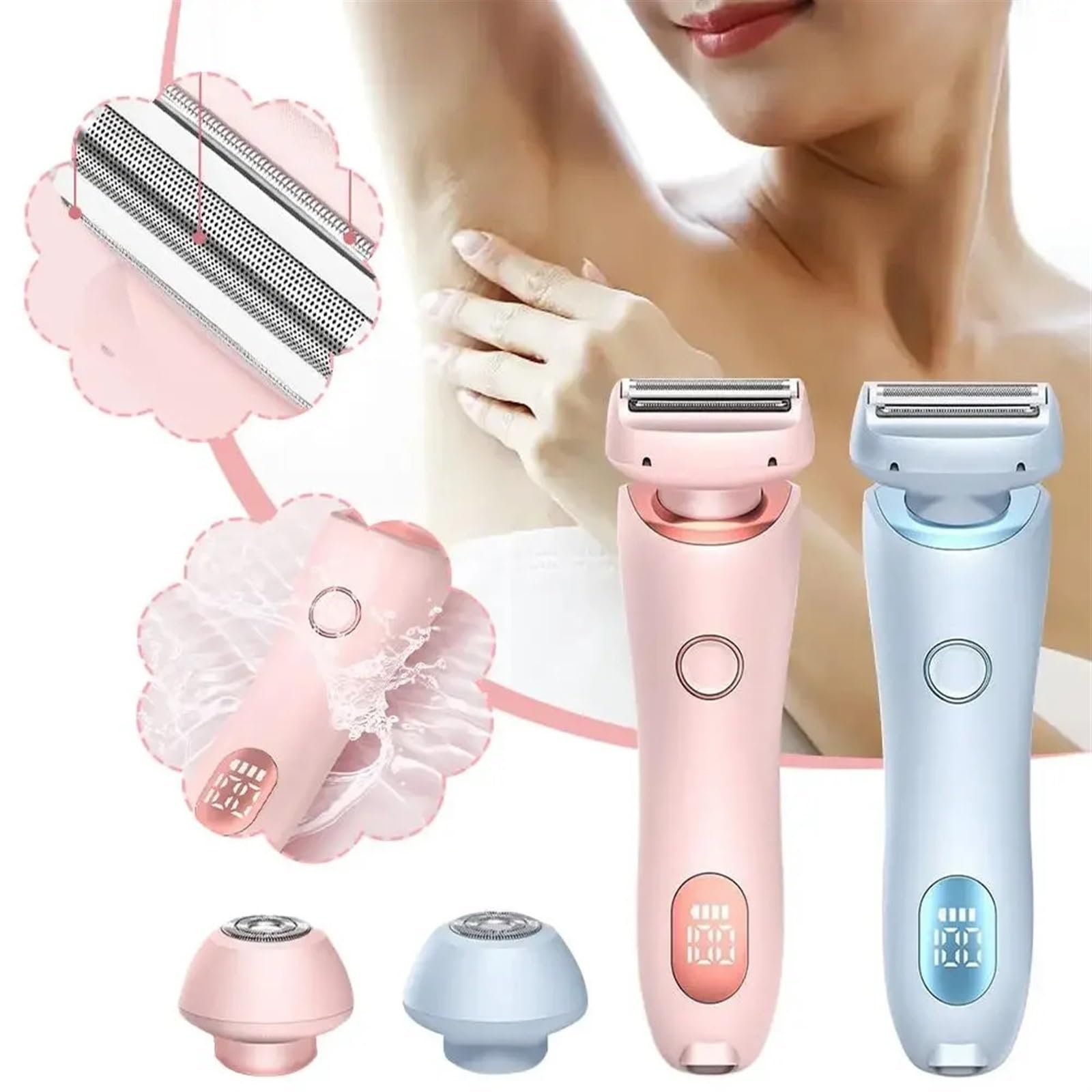 Glide Pro 3.0 Waterproof Electric Razor for Women - 2 in 1 Bikini Trimmer & Shaver, Wet & Dry Use, Portable Ladies Shaving Kit (Blue) | Perfect for Travel, Gym & Sensitive Skin Care