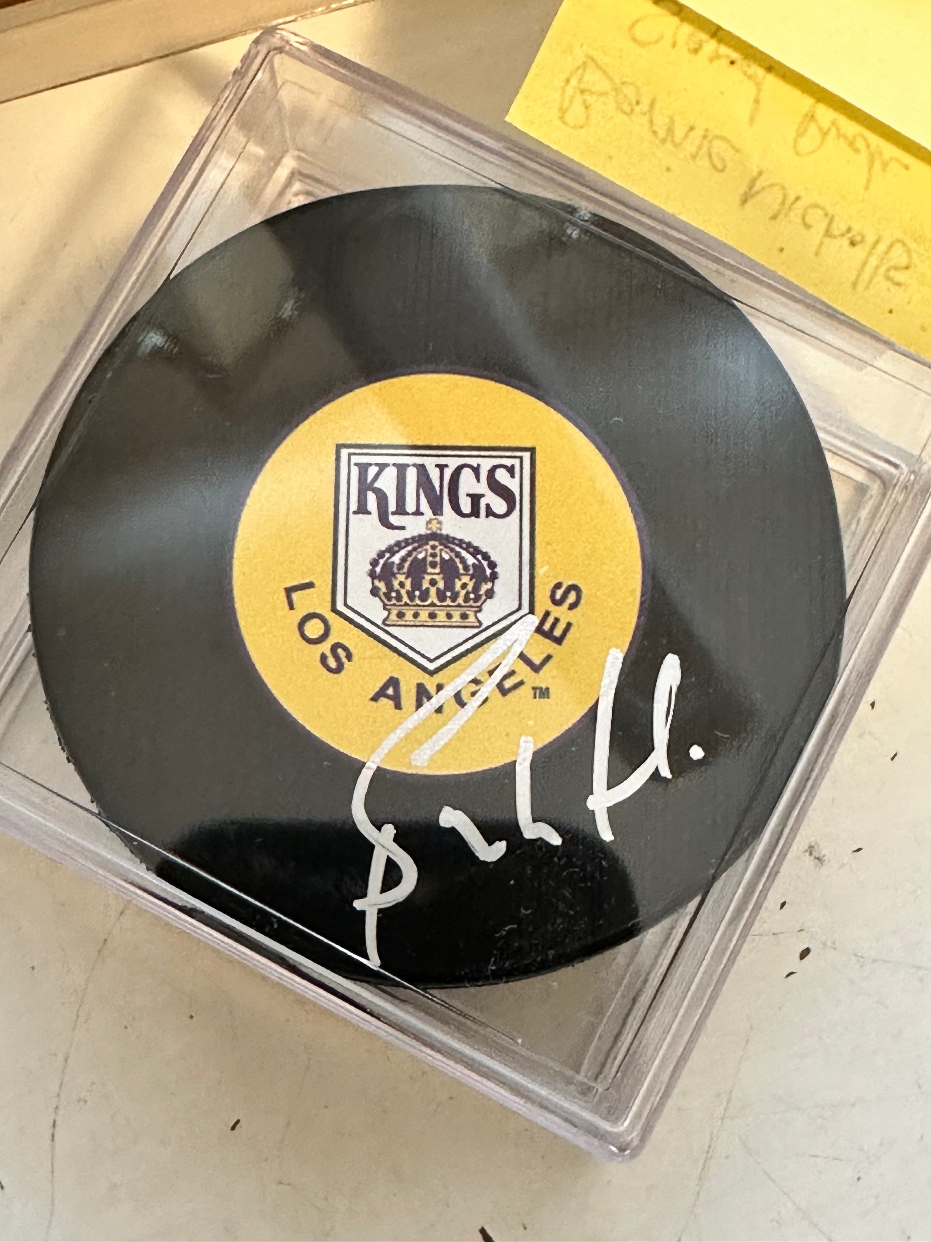 Bernie Nicholls Autographed Hockey Puck with Display Holder & COA - Perfect for NHL Collectors, Sports Memorabilia Fans, and Hockey Enthusiasts