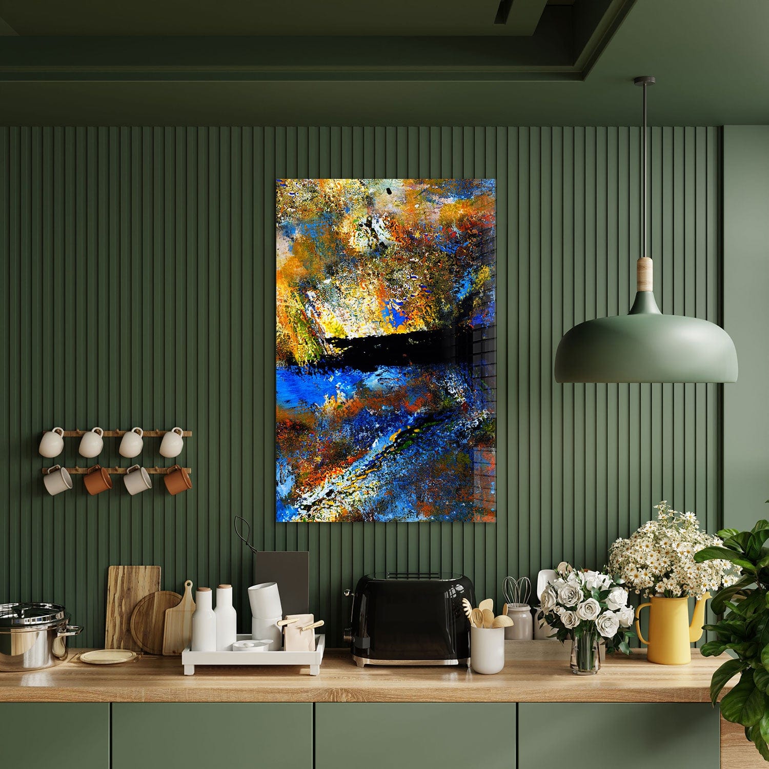 Abstract Closed Eye Tempered Glass Wall Art - Modern Home Decor for Living Room, Bedroom & Office - Shatterproof & Stylish