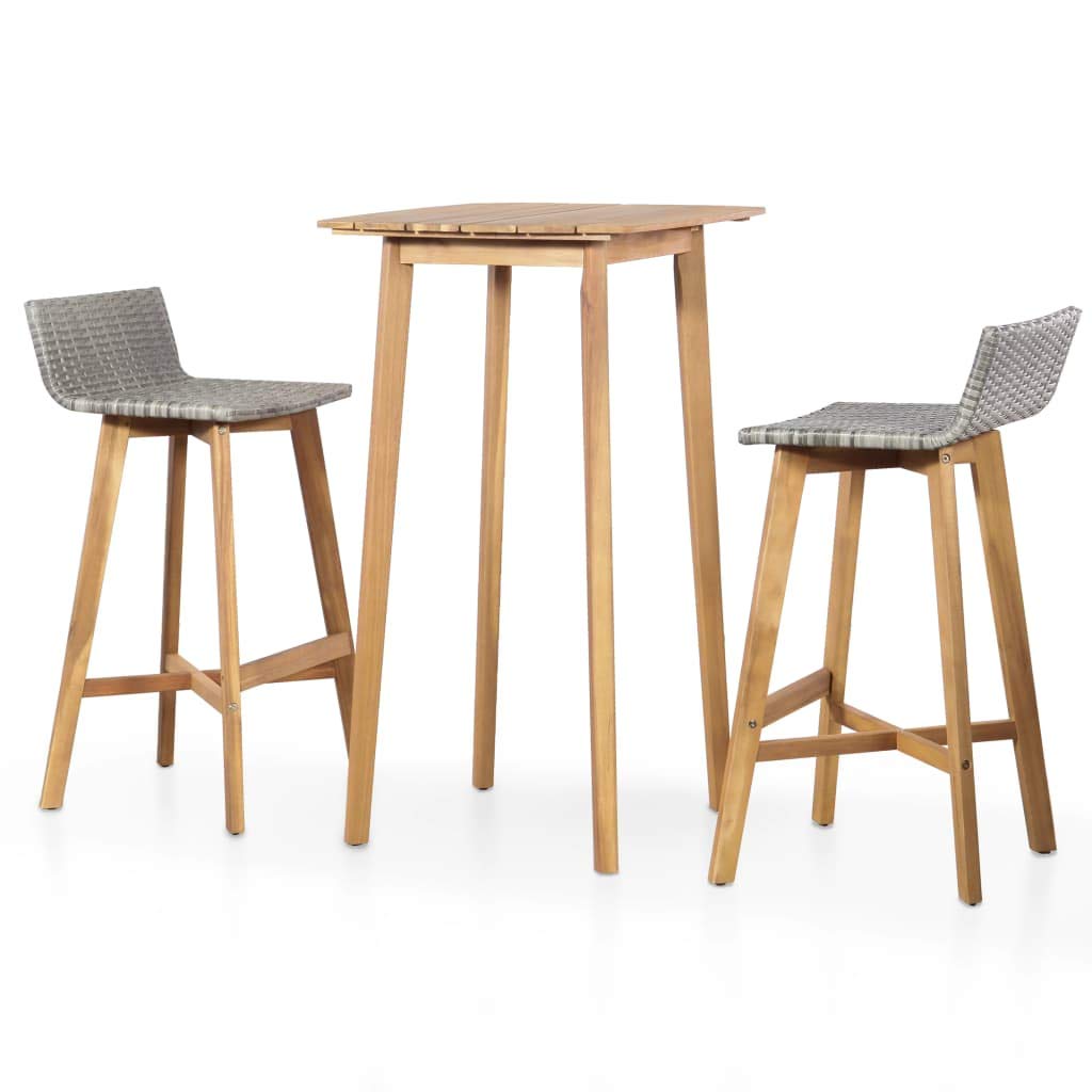 H.BETTER 3-Piece Acacia Wood Bistro Set with 2 Bar Stools - Indoor/Outdoor Patio, Garden, Poolside Furniture for Dining & Relaxing