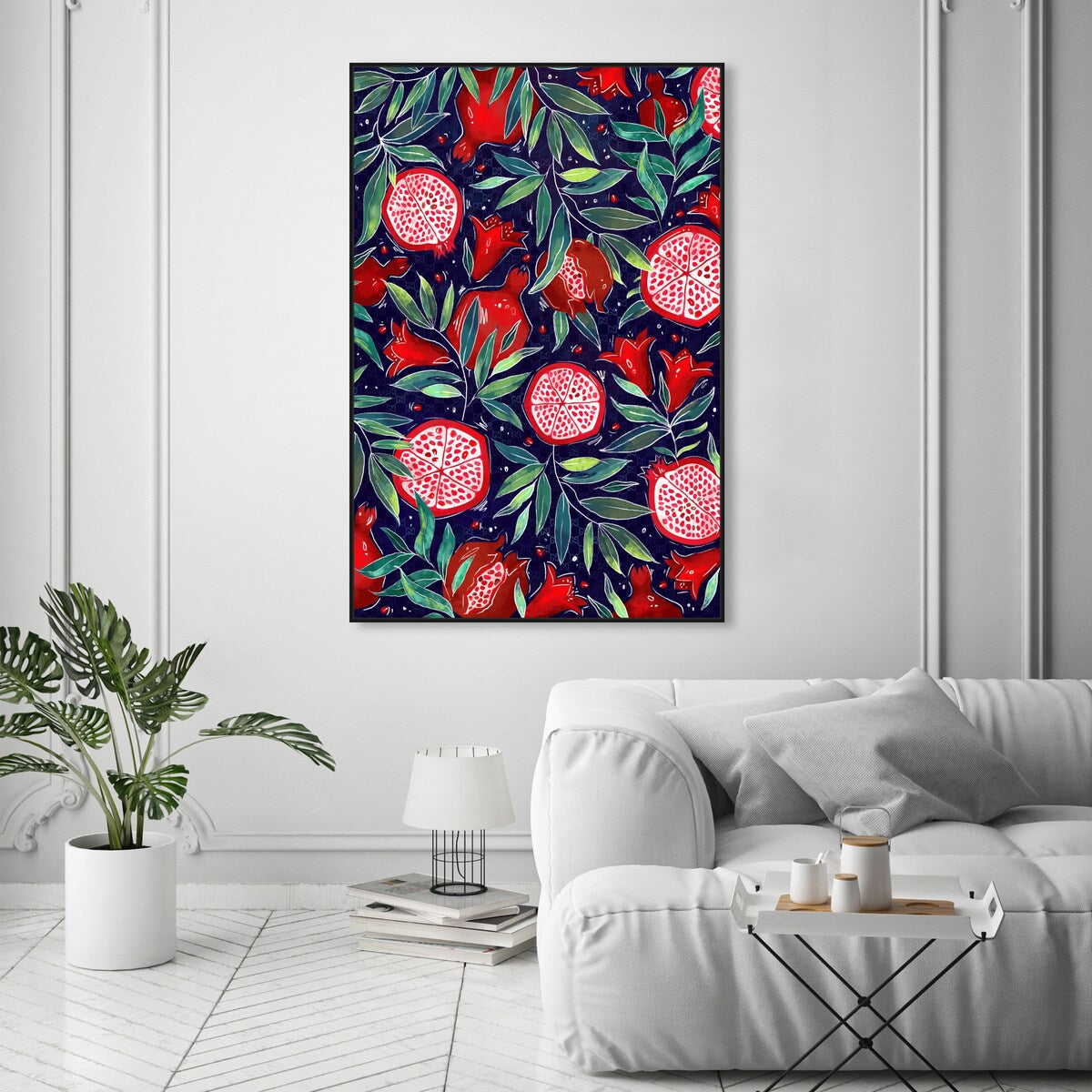 Blooming Tropical Flowers Framed Canvas Wall Art - White Cabin & Lodge Decor for Kitchen, Living Room, Bedroom | Nature Inspired Floral Print for Home & Office