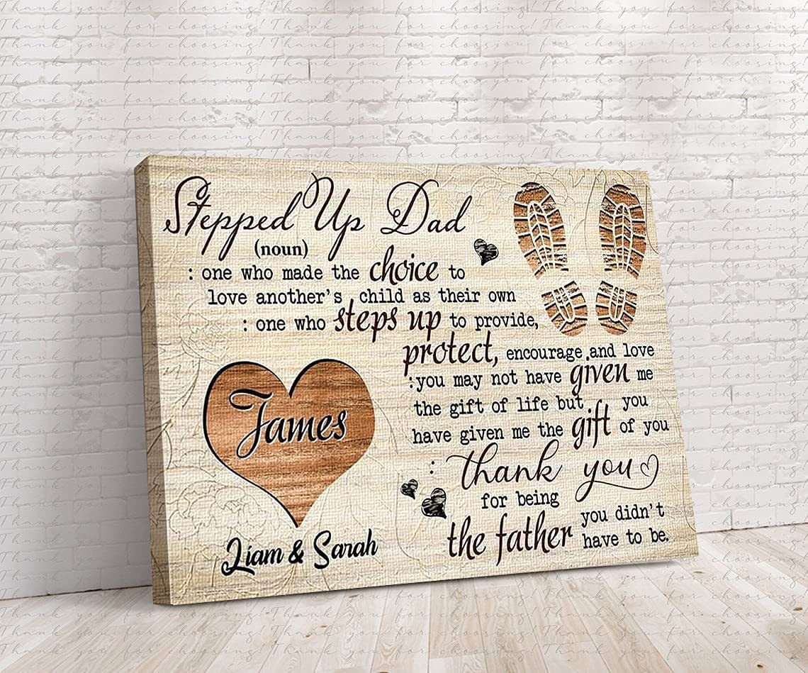 Personalized Stepdad Gift - American Flag Canvas for Father's Day