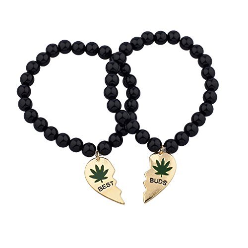 Best Buds Matching Bracelet Set - 420 Weed BFF Jewelry for Friends