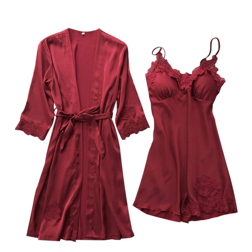 Ghazzi Women's Sexy Lingerie Set - Lace Kimono Robe, Babydoll Bodysuit & Nightgown Sleepwear for Romantic Nights, Boudoir Photography and Special Occasions