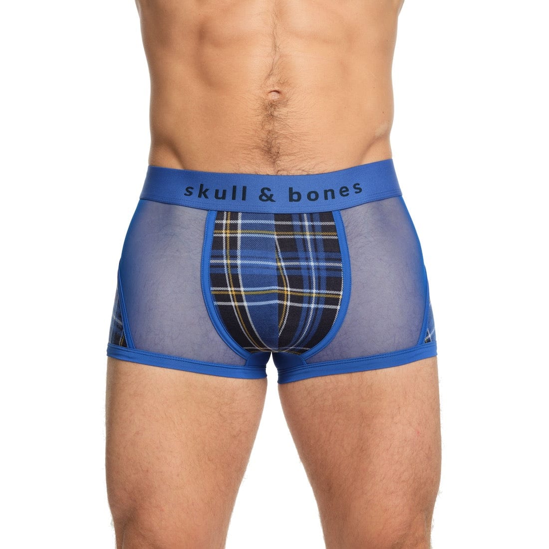 Blue Tartan Sheer Mesh Trunk - Comfortable Men's Underwear for Everyday Wear & Casual Outfits | Breathable & Stylish Boxer Briefs for Work, Travel & Lounge