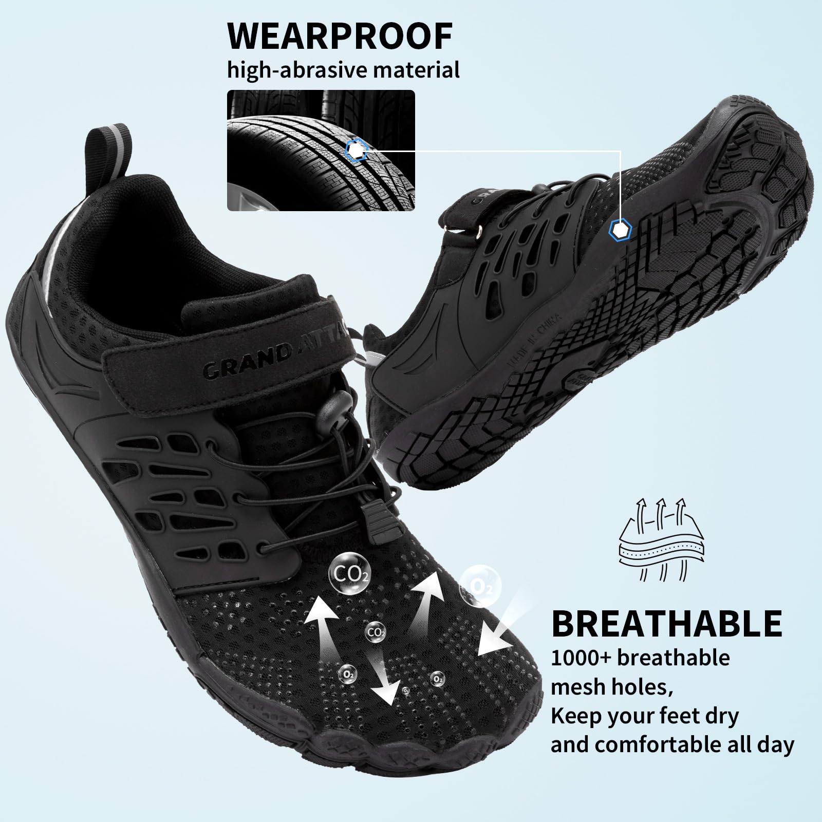 Grand Attack Barefoot Shoes for Women - Minimalist Zero Drop Lightweight Cross-Trainers | Perfect for Wrestling, Boxing, Weightlifting & Walking | Gym, Home Workouts & Outdoor Activities