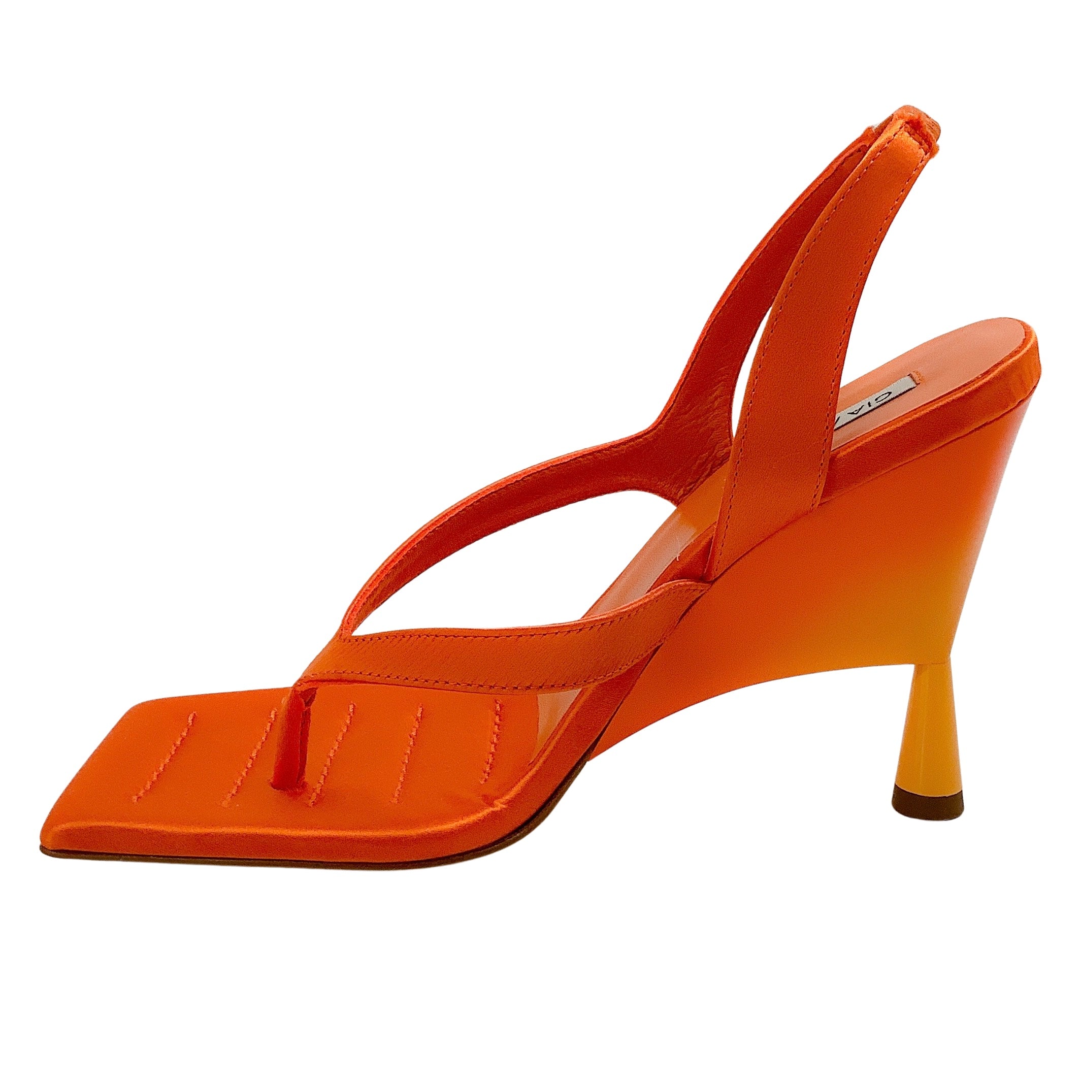 GIA Certified Orange Satin Rosie 12 Wedge Sandals for Women - Comfortable High Heel Summer Shoes for Beach, Party & Casual Wear