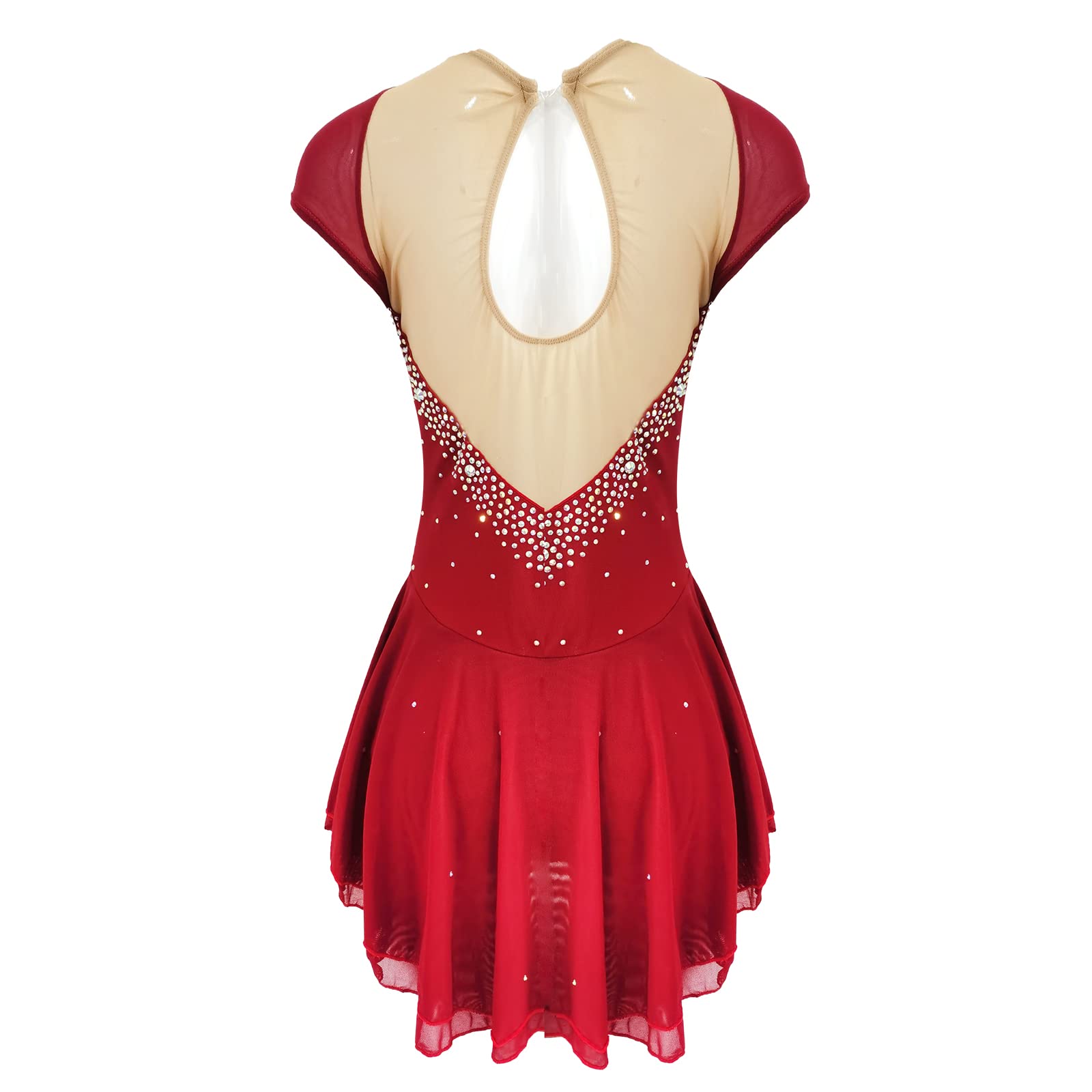 LIUHUO Sparkling Figure Skating Dress for Girls & Women - Rhinestone Competition Dance Costume - Perfect for Ice Skating Shows, Ballet Performances & Dance Recitals