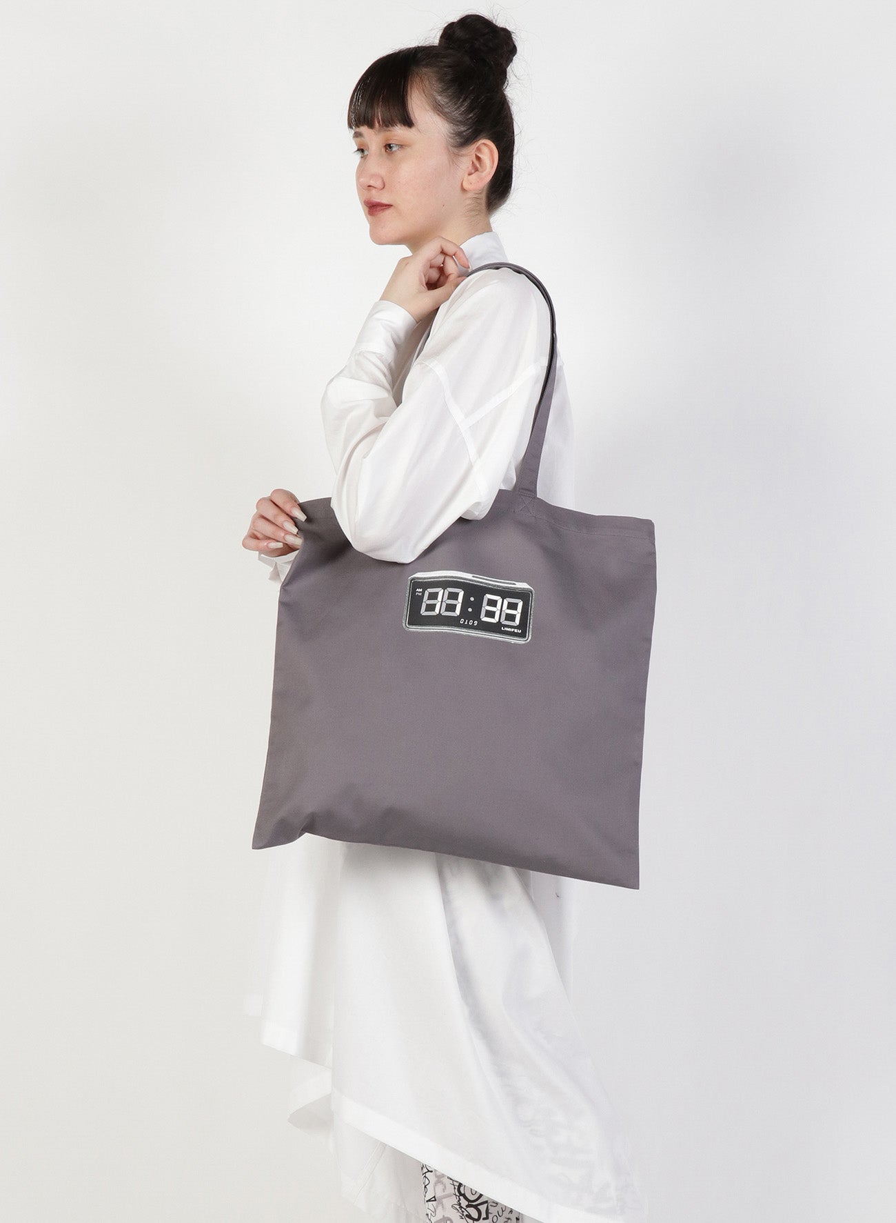 Stylish Cotton Tote Bag with Clock Print Design - Perfect for Shopping, Beach, and Everyday Use