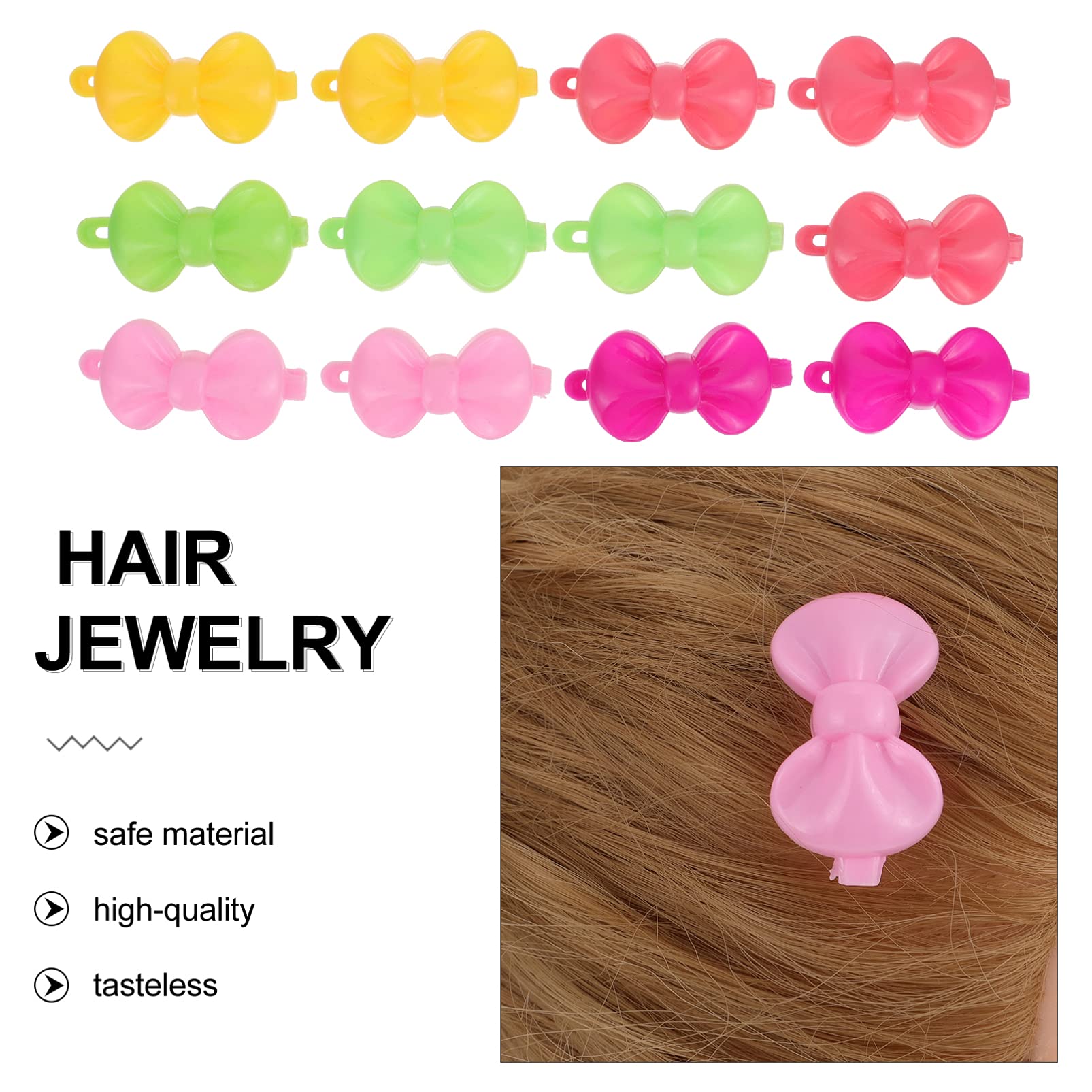 FRCOLOR 50pcs Toddler Hair Clips for Girls - Plastic Self-Hinge Barrettes, Kids Hair Accessories with Cute Cartoon Designs (Bow, Butterfly, Heart, Flower) - Random Colors - Perfect for School, Parties & Daily Hairstyles