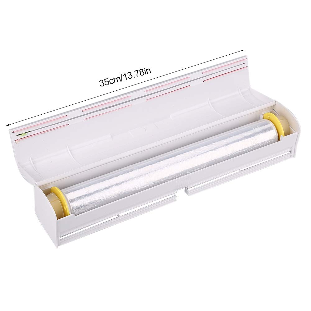 Aluminum Food Wrap Dispenser with Stainless Steel Blade - Refillable Plastic Cling Film Cutter for Kitchen, Cooking & Food Storage | Perfect for Meal Prep, Leftovers & Sandwich Wrapping