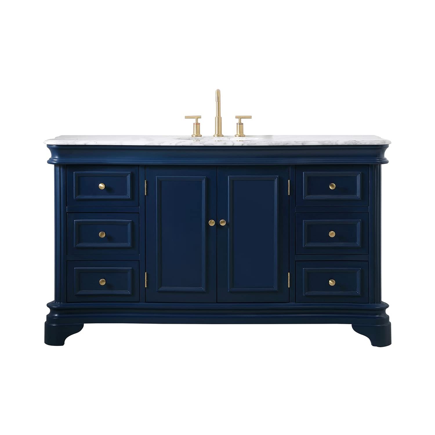 60 Inch Blue Single Bathroom Vanity Set with Mirror - Modern Elegant Bathroom Decor for Master Bath, Guest Bath & Powder Room