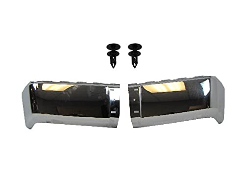2007-2013 Chevy Silverado Rear Bumper End Cap Chrome Replacement with Retainer Clips - GM1104149 GM1105149 - Perfect for Truck Restoration & Off-Road Protection