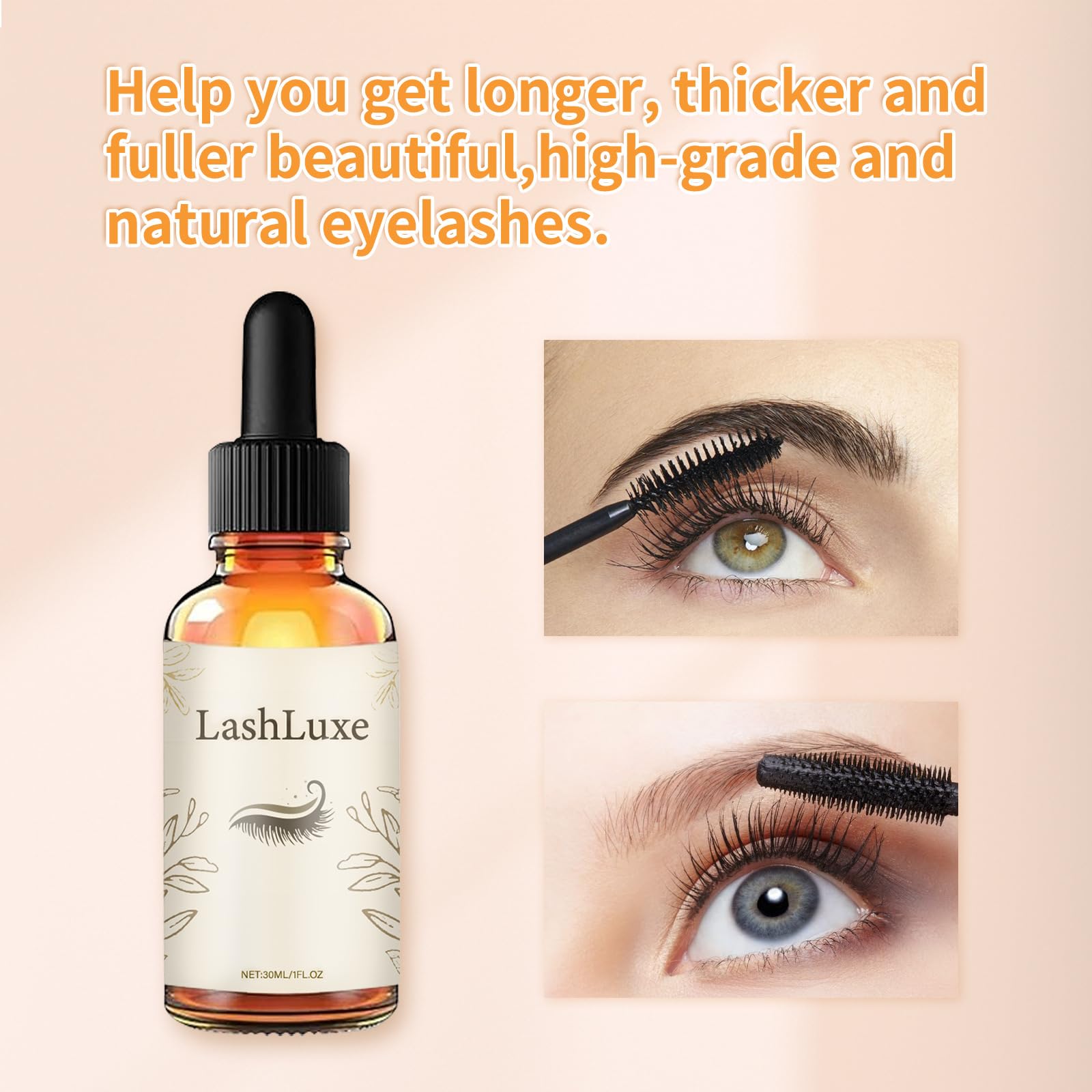 LashLuxe Vegan Castor Oil Eyelash Growth Serum - Natural Lash Enhancer for Fuller, Longer Lashes | Cruelty-Free & Organic Formula | Perfect for Nighttime Lash Care & Daily Beauty Routine