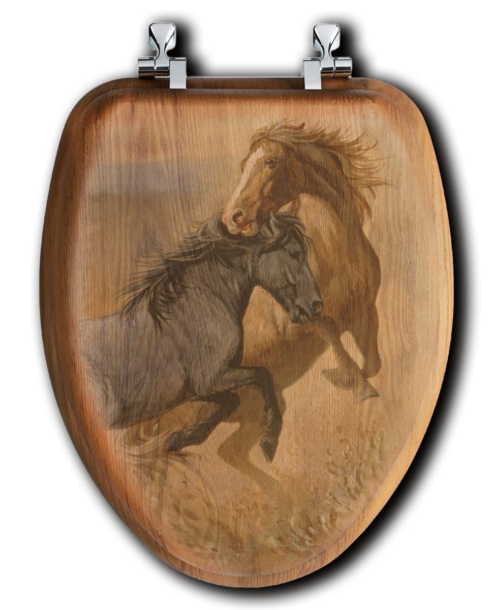 House & Homebody Co. Premium Elongated Toilet Seat with Oak Veneer - Western Style Design for Comfort & Durability | Perfect for Bathroom Upgrades, Rustic Decor & ADA Compliance