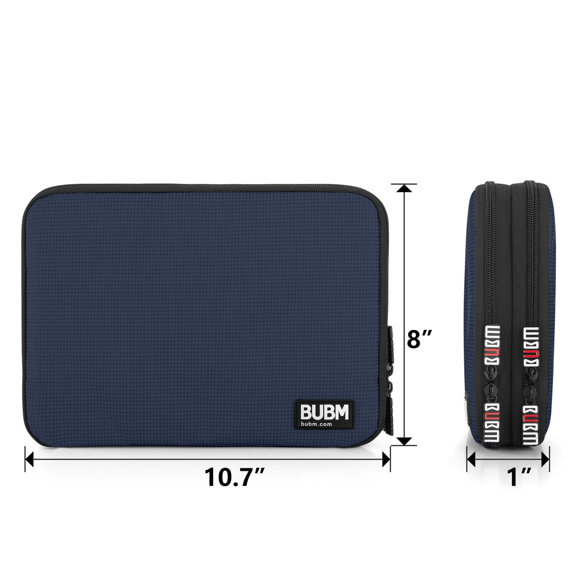 BUBM Double Layer Electronics Organizer Bag - Travel Gadget Storage for Cables, Memory Cards, Flash Drives & Accessories - Fits iPad/Tablet up to 9.7