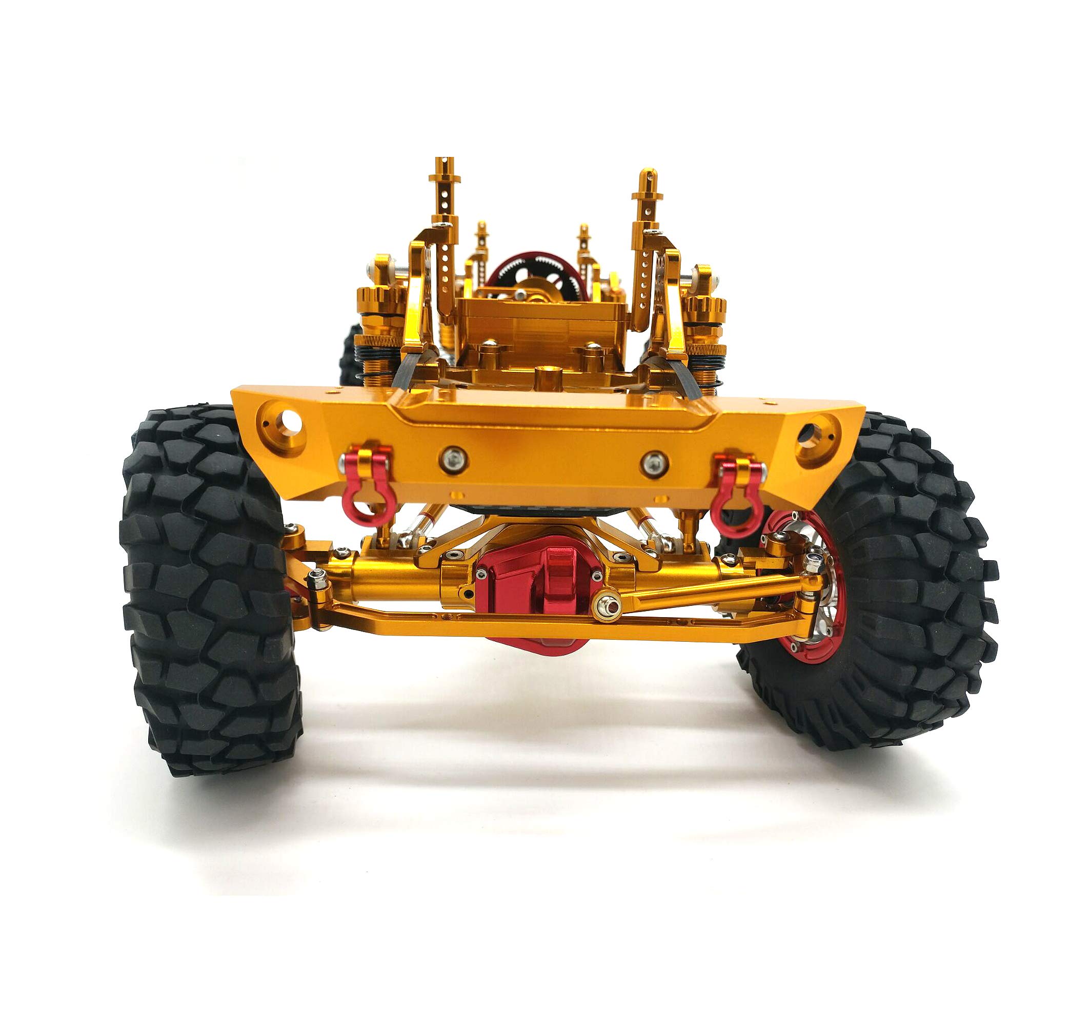 1/10 Scale CNC RC Rock Crawler Chassis - Upgraded Yellow SCX10 Tires for Off-Road Adventure & Trail Crawling