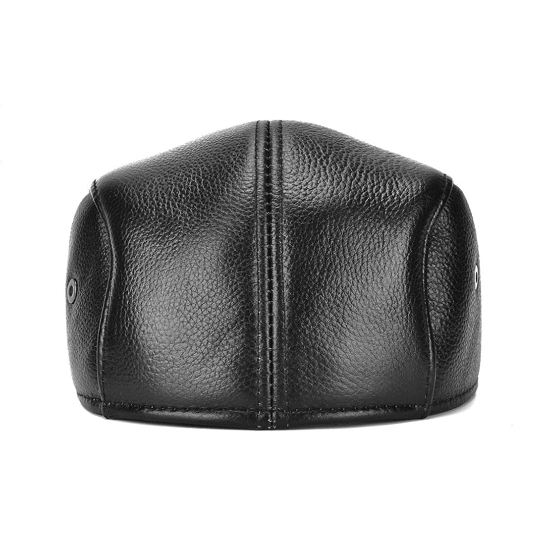 Genuine Cowhide Leather Men's Flat Cap with Ear Flaps - Duckbill Newsboy Hat for Winter, Windproof & Warm - Perfect for Outdoor Activities, Hunting, and Cold Weather Fashion