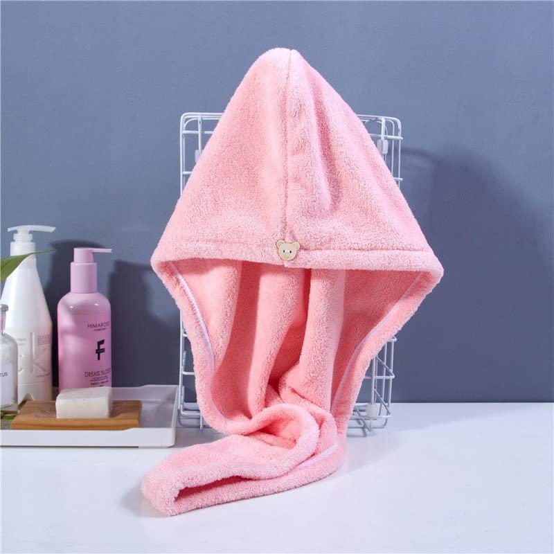 Luxury Hair Towel Wrap - Soft & Absorbent Turban for Quick Drying - Women's Shower Cap (Pink) - Perfect for Salon & Home Use