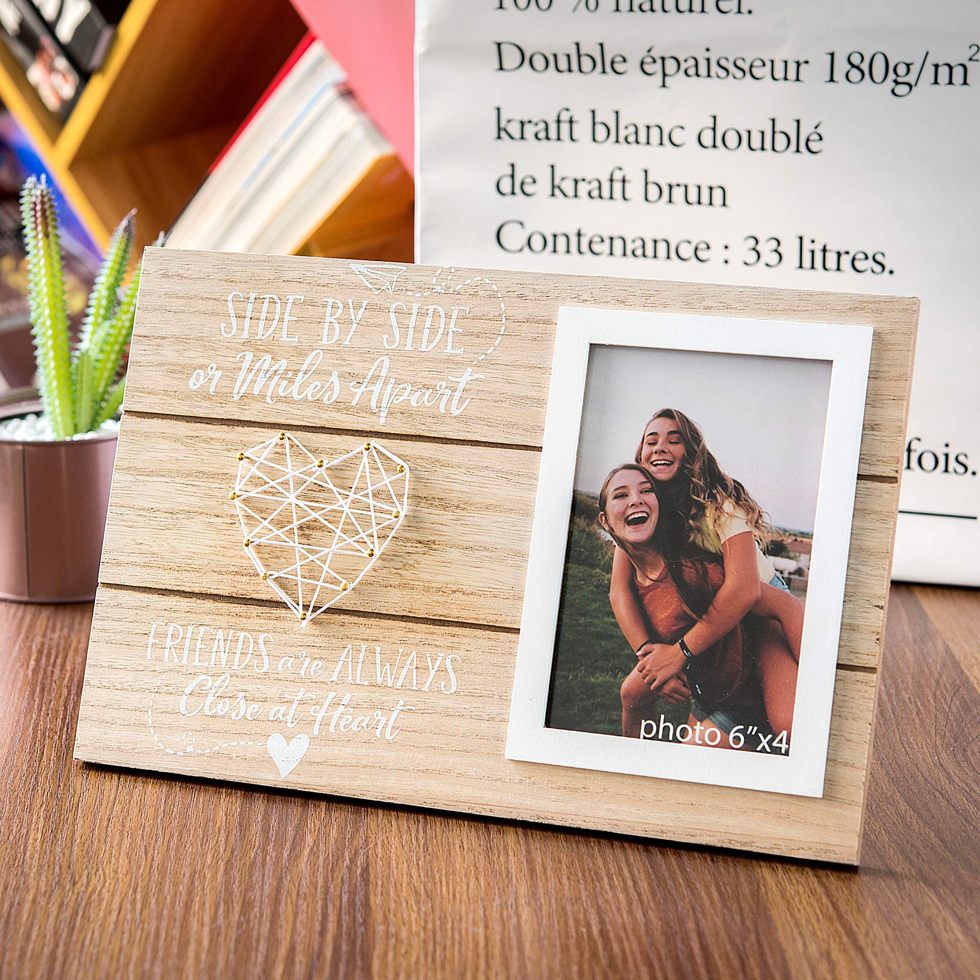 Best Friends Picture Frame Gift - Long Distance Friendship Gifts for BFF - 6x4 Inch Cute Photo Frame for Women, Besties, and Best Friends - Perfect for Birthdays, Anniversaries & Home Decor