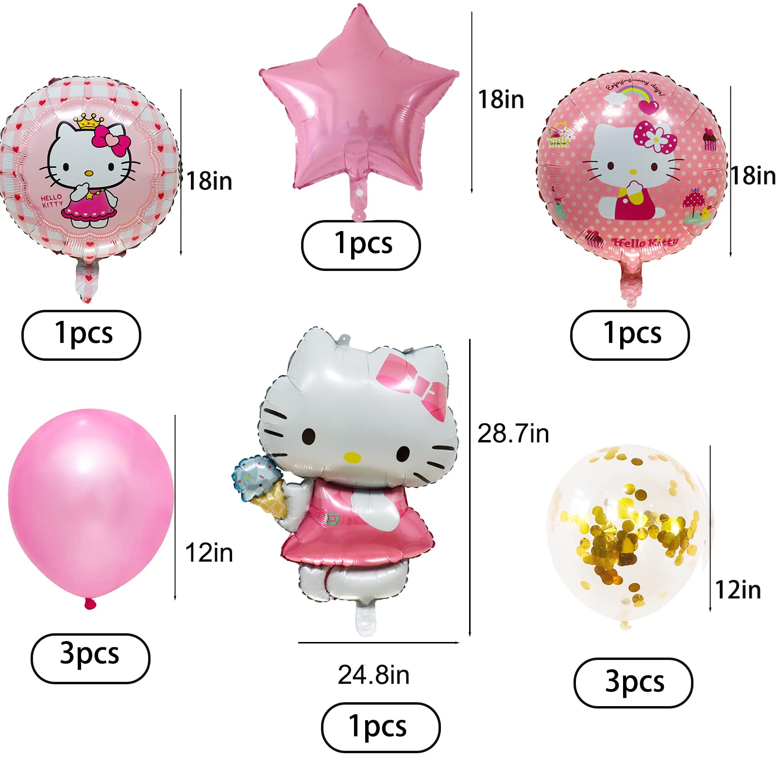 10Pcs Cute Anime Party Balloons - Double Sided Aluminum Film Balloons for Birthday Decorations, Anime Theme Party Supplies, Kawaii Celebration Decor (HE-01) | Perfect for Birthday Parties, Baby Showers, and Anime Themed Events