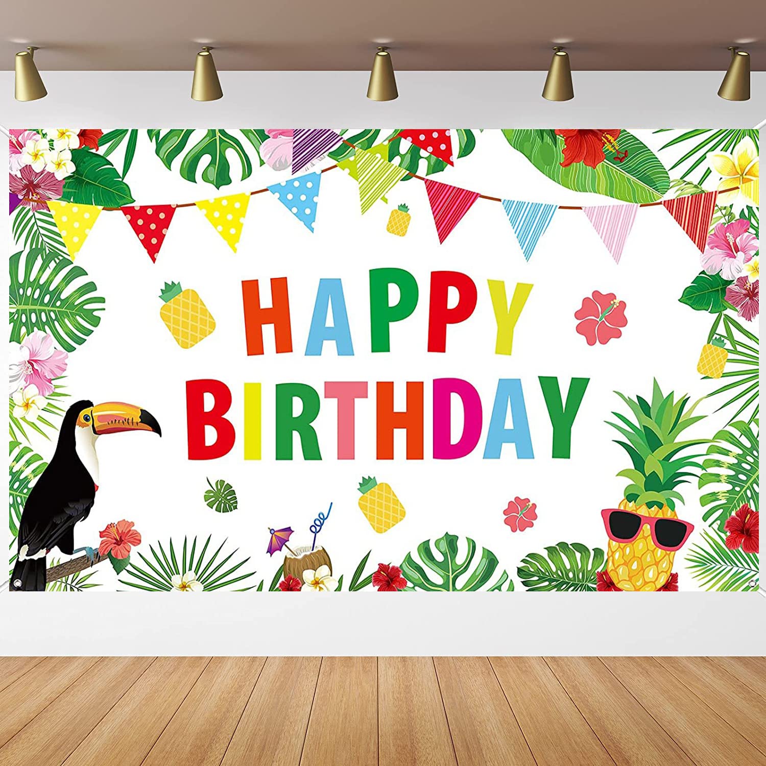 Tropical Hawaiian Luau Party Decorations - Summer Beach Backdrop, Flamingo Banner & Large Yard Sign for Birthday Photo Background | Outdoor Decor, Luau Theme Party Supplies (Perfect for Backyard Celebrations, Tropical Themed Events, and Summer Gatherings)