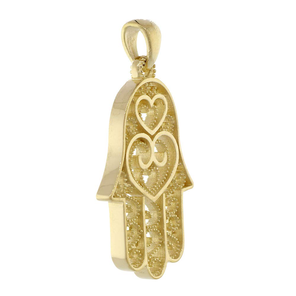 30mm Double-Sided Vintage Hearts Hamsa Hand of God Charm Pendant - 2 Level Design for Jewelry Making, Necklace & Bracelet DIY - Perfect for Boho, Spiritual & Gift Giving Occasions