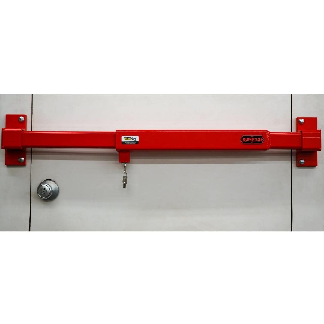 JODL Steel Job Site Door Lock - Heavy Duty Universal Theft Protection Security Bar Lock for Office Trailers, Warehouse & Exterior Doors - Adjustable Red Security Equipment (Perfect for Construction Sites, Storage Facilities & Temporary Buildings)